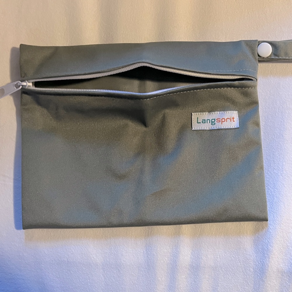 3 Langsprit Olive Green Waterproof Zipper Pouch Wet Bags